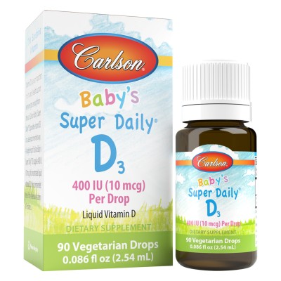 Carlson, Super Daily, витамин D3 для детей, 10 мкг (400 МЕ), 1