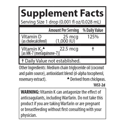 Carlson, Super Daily D3+K2 для детей, 25 мкг (1000 МЕ) и 22,5 мкг, 2