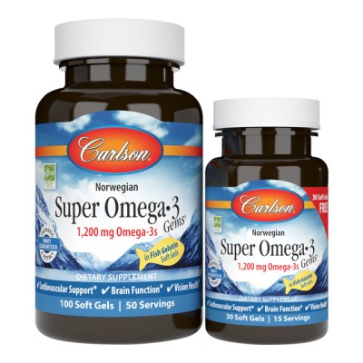 Рыбий жир, Super Omega·3, Carlson, 1200 мг, 1