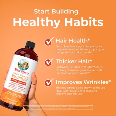 MaryRuth's, Liquid Morning Multivitamin + Hair Growth, персик и манго, 450 мл 4