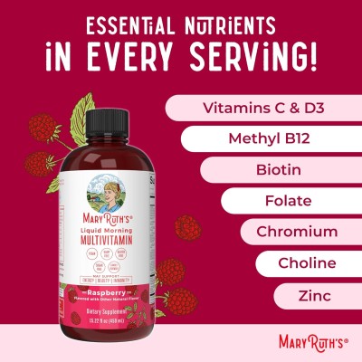 MaryRuth's, Жидкий утренний мультивитамин, малина, 450 мл 1