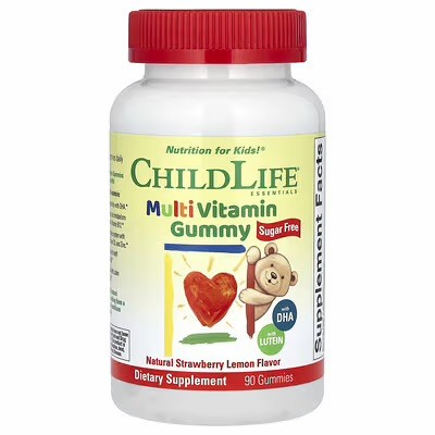 ChildLife Essentials, Мультивитаминные жевательные мармеладки, без сахара, натуральная клубника и лимон, 1