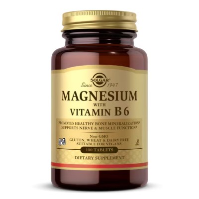 Solgar, Magnesium With Vitamin B6, 100 Tablets