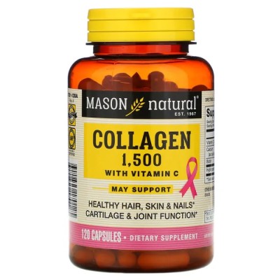 Коллаген 1500 + биотин + витамин С, Collagen with Vitamin C, Mason Natural, 1