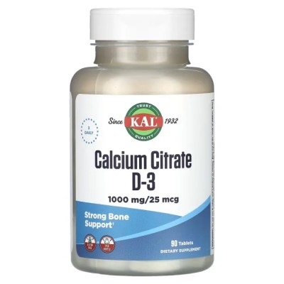 Цитрат кальция и витамин D3, Calcium Citrate D-3, KAL,